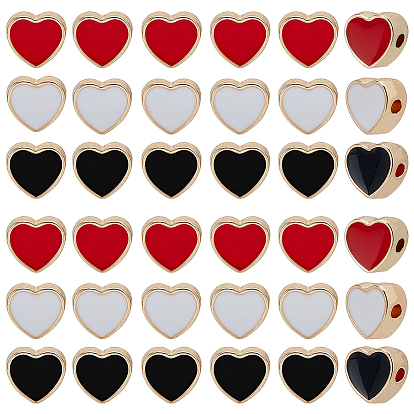 75шт. 3 цвета светло-золотые эмалевые бусины из сплава, сердце