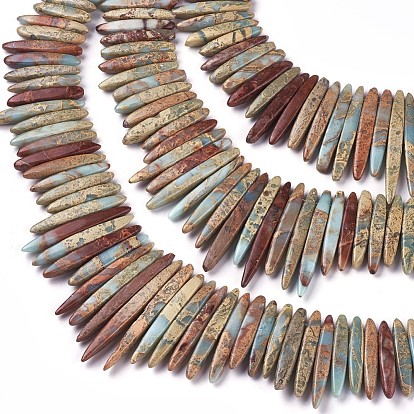 Natural Aqua Terra Jasper Graduated Beads Strands, Tusk Shape