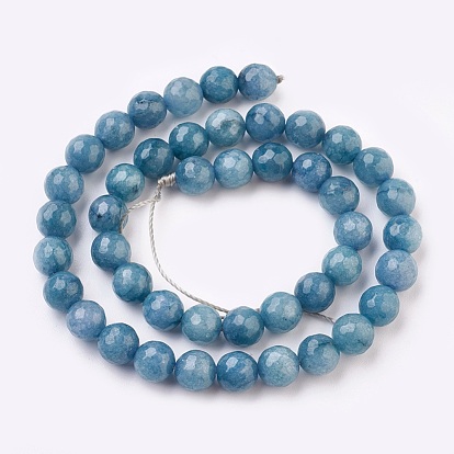 Natural Malaysia Jade Beads Strands, Dyed, Faceted, Round