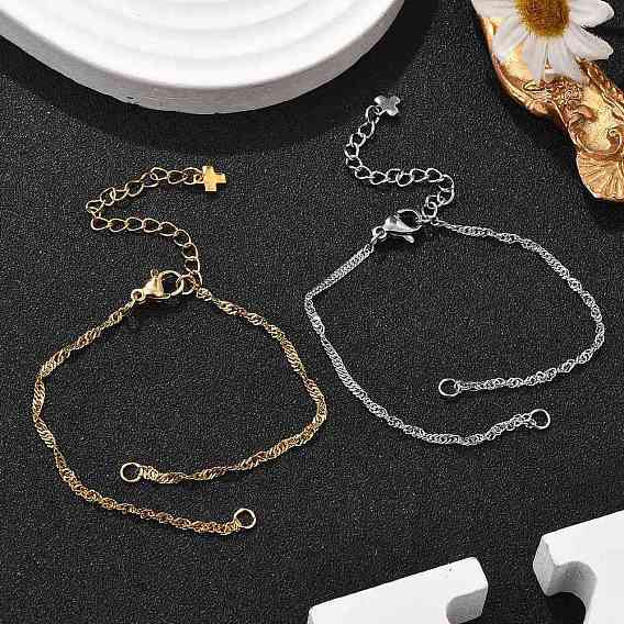 2 шт. 2 цвета 304 изготовление браслета из нержавеющей стали в Сингапуре, с 304 карабинами из нержавеющей стали и цепочкой с крестообразным концом