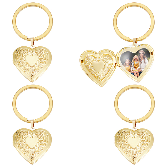 4шт. латунный брелок-медальон в форме сердца, с медными кольцами