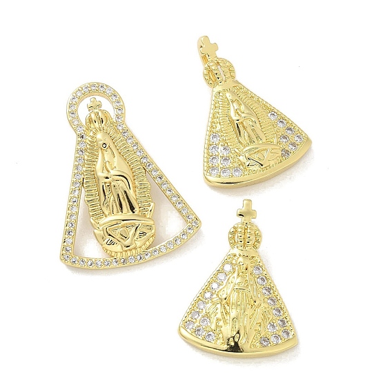 Латунные микропаве прозрачные подвески с фианитом, без кадмия, без никеля и без свинца, прелести Nossa Señora Aparecida
