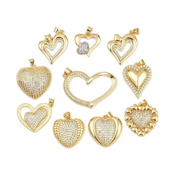 Латунные микро проложить кубического циркония подвески, сердце