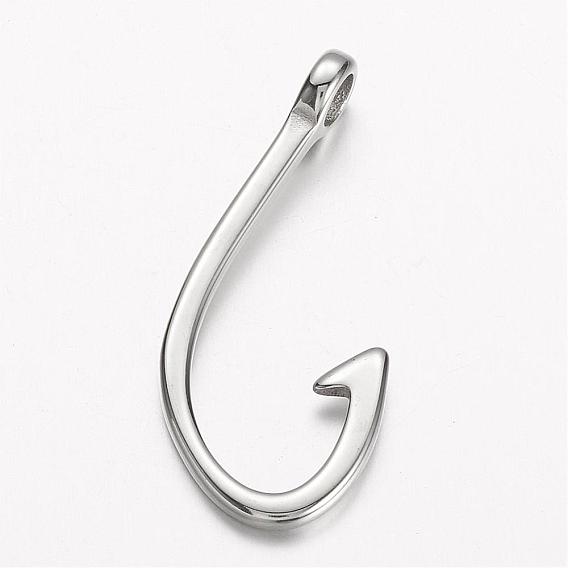 304 Stainless Steel Hook Clasps, Fish Hook Charms