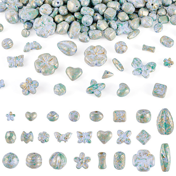 100g непрозрачные акриловые бусины, золотой металл обвитыми, разнообразные