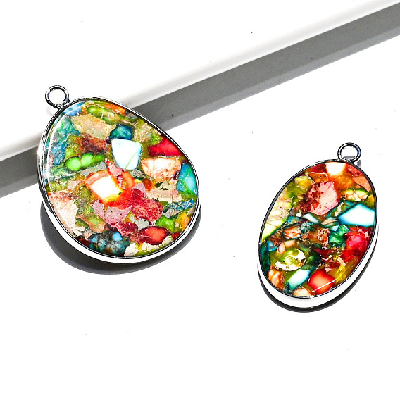 Подвески из натуральной имперской яшмы, красочный