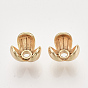 Brass Bead Caps, Flower, Nickel Free, 3-Petal, Real 18K Gold Plated