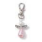 Angel ABS Plastic Imitation Pearl Pendant Decorations, with Alloy Swivel Lobster Claw Clasps