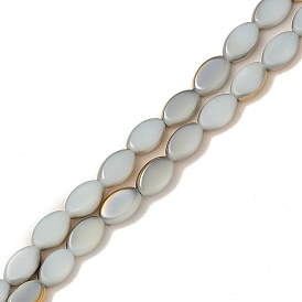 Electroplate Glass Beads Strands, Imitation Jade, Half Plated, Oval