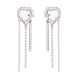 Серьги-гвоздики с кристаллами и стразами в виде сердца с кисточкой, латунные серьги-подвески для женщин