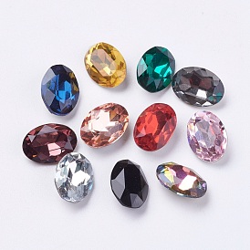 Imitation Austrian Crystal Glass Rhinestone, Grade A, Pointed Back & Back Plated, Oval