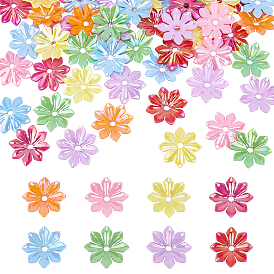 PANDAHALL ELITE 8 Colors Opaque AS Plastic Bead Caps, Pearlized, Multi-Petal Flower