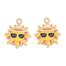 Alloy Enamel Pendants, Sun with Glasses Charms