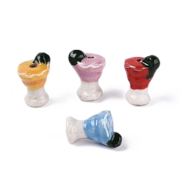 Handmade Porcelain Beads, Hand Painted Ceramic Beads, Wine Glass, Famille Rose Porcelain