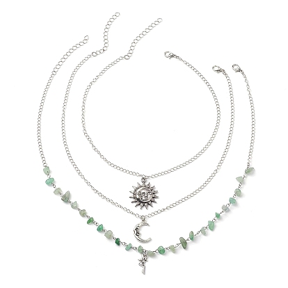 Natural Green Aventurine Chip Beads Necklaces for Women
