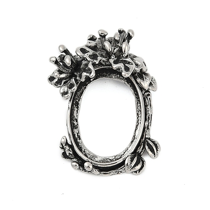 Сеттинги для кулона (кабошонов), латунь , настройки открытой спины, цветок с полым овалом