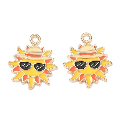 Alloy Enamel Pendants, Sun with Glasses Charms