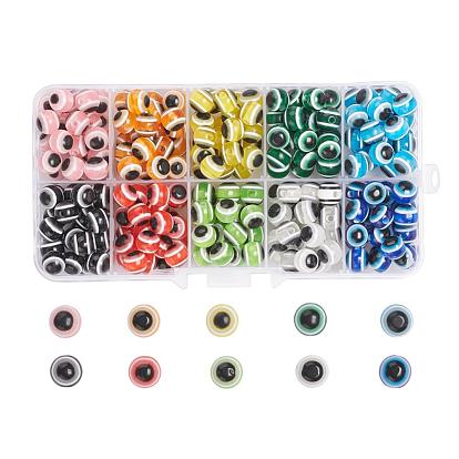250 pcs 10 couleurs perles de résine, ronde avec le mauvais œil