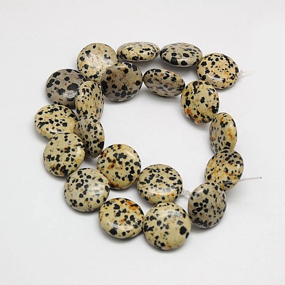 Natural Flat Round Dalmatian Jasper Beads Strands