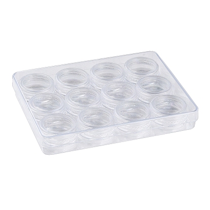 (Defective Closeout Sale:Box is Cracked )Transparent Plastic Nail Art Decorations Storage Box, Nail Art Glitters Sequins Decal Accessories Organizer, Flat Round