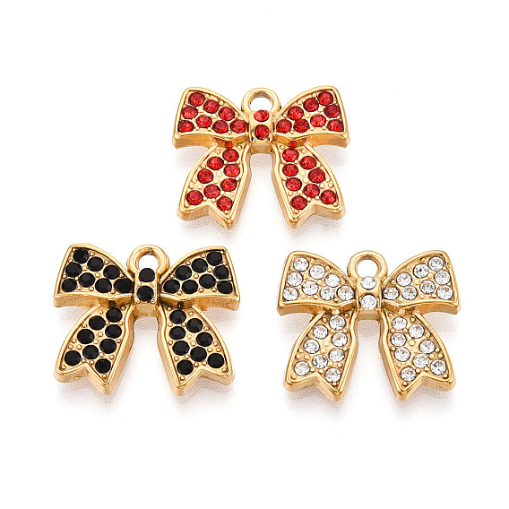 304 из нержавеющей стали горный хрусталь подвески, бантом, ионное покрытие (ip), реальный 18 k позолоченный