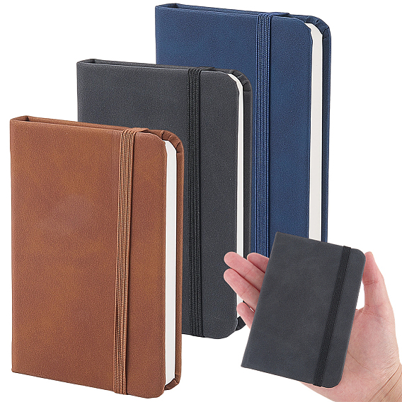 3шт. 3 цвета прямоугольный блокнот из искусственной кожи, с бумагой внутри