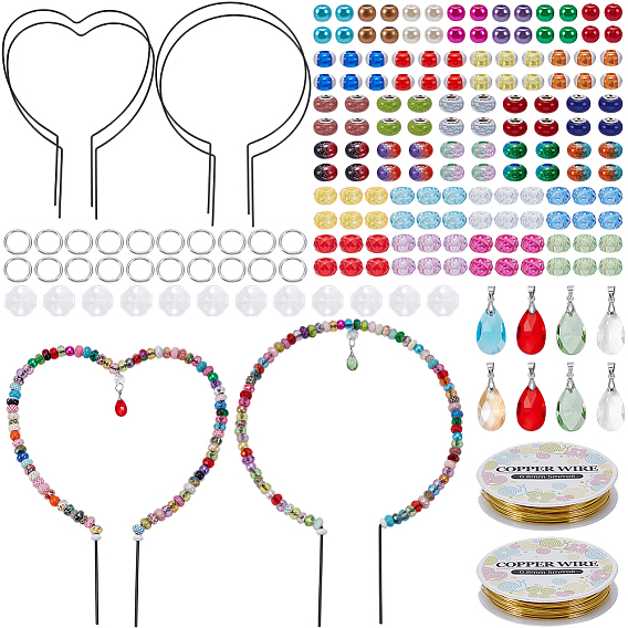 DIY Plants Supports Making Kits, including Iron Plants Supports, Aluminum Wire, Copper Wire, 304 Stainless Steel Jump Rings, Glass Pendants, Acrylic Beads & Links, Resin Beads, Plastic Beads