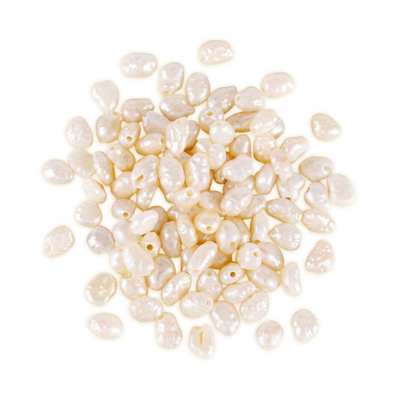 100шт. натуральные пресноводные жемчужные бусины, барочный жемчуг кеши жемчужные бусы, двух сторон полированной