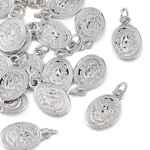 SHEGRACE Brass Pendants, Oval with Human Charms, Cadmium Free & Lead Free & Nickel Free