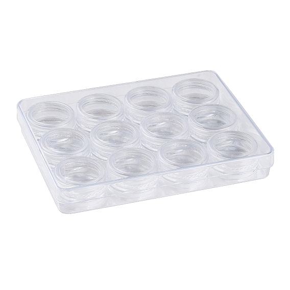 (Defective Closeout Sale:Box is Cracked )Transparent Plastic Nail Art Decorations Storage Box, Nail Art Glitters Sequins Decal Accessories Organizer, Flat Round