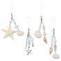 4Pcs 4 Colors Ocean Theme Iron & Resin Decoration Phone Charms Straps, Starfish, Platinum