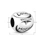 TINYSAND Oval Thailand 925 Sterling Silver European Beads, Large Hole Beads, Carved Word Love, Hope and Faith, 10.27x10.21x10.06mm, Hole: 4.52mm