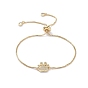 Adjustable Brass Micro Pave Cubic Zirconia Slider Bracelets, Bolo Bracelets, with Cardboard Box, Dog Paw Print