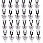 24Pcs Resin Tooth Shape Pendant Necklaces, with Wood Beads