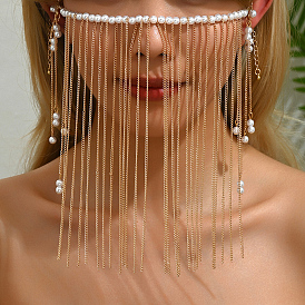 Элегантные цепочки для тела с имитацией жемчуга, украшенные железными кисточками, для женщин, вечеринок и особых случаев, белые