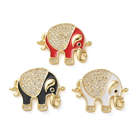 Латунь с покрытием из латуни, микро-паве, прозрачные подвески из кубического циркония, звенья слона с эмалью, без свинца и без кадмия, реальный 18 k позолоченный