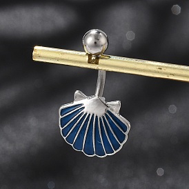 Кольца для живота в форме изогнутой штанги из сплава с эмалированной ракушкой, с 304 штифтов из нержавеющей стали, платины и нержавеющая сталь цвет