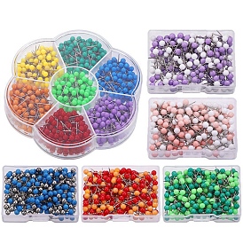 700Pcs 7 Colors Steel Safety Pins, with Plastic Heads