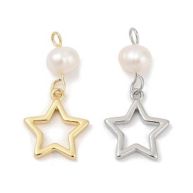 Подвески из натурального пресноводного жемчуга и латуни, звезды прелести, стойки покрытие, без кадмия и без свинца, долговечный