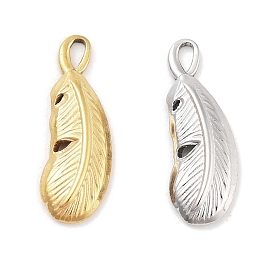 304 Stainless Steel Pendants, Feather Charm
