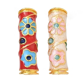 Бисера эмали сплава, бусины в форме изогнутой трубки в виде цветка, золотые