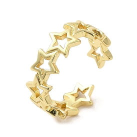 Rack Plating Brass Finger Ring, Cuff Ring, Long-Lasting Plated, Cadmium Free & Lead Free, Star