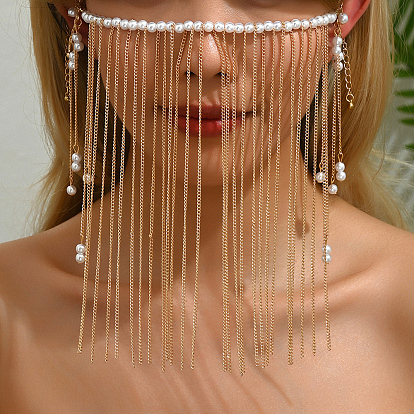 Элегантные цепочки для тела с имитацией жемчуга, украшенные железными кисточками, для женщин, вечеринок и особых случаев, белые