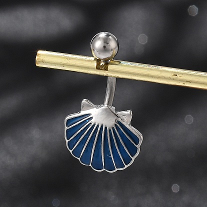 Кольца для живота в форме изогнутой штанги из сплава с эмалированной ракушкой, с 304 штифтов из нержавеющей стали, платины и нержавеющая сталь цвет