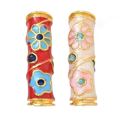 Бисера эмали сплава, бусины в форме изогнутой трубки в виде цветка, золотые