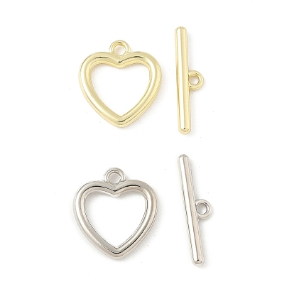 Застежки-тоглы из сплава в форме сердца, без кадмия и без свинца, стойки покрытие