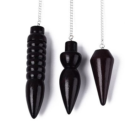 Маятники для лозоходства с конусообразным наконечником из древесины грецкого ореха, с посеребренными железными цепочками и стеклянными бусинами