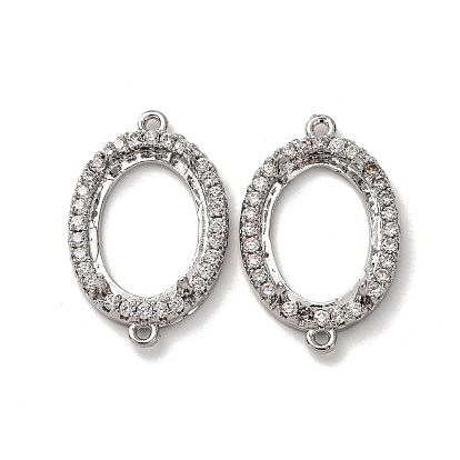 Овальные латунные микропаве из прозрачного кубического циркония с коннекторами и оправами для кабошонов, настройки лотка для зубцов, долговечный, стойки покрытие, без свинца и без кадмия