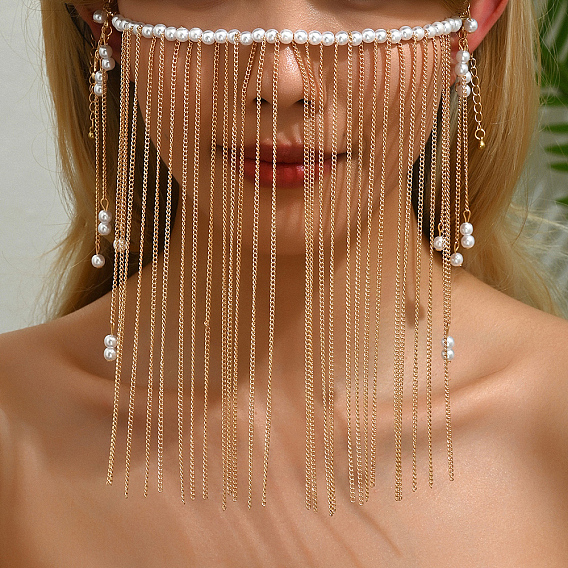 Элегантные цепочки для тела с имитацией жемчуга, украшенные железными кисточками, для женщин, вечеринок и особых случаев, белые
