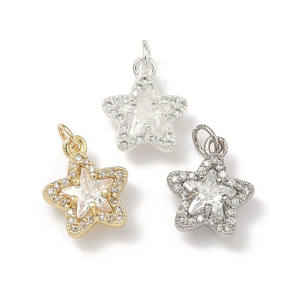 Латунные микропаве прозрачные подвески с фианитом, без кадмия и без свинца, стойки покрытие, долговечный, звезды прелести